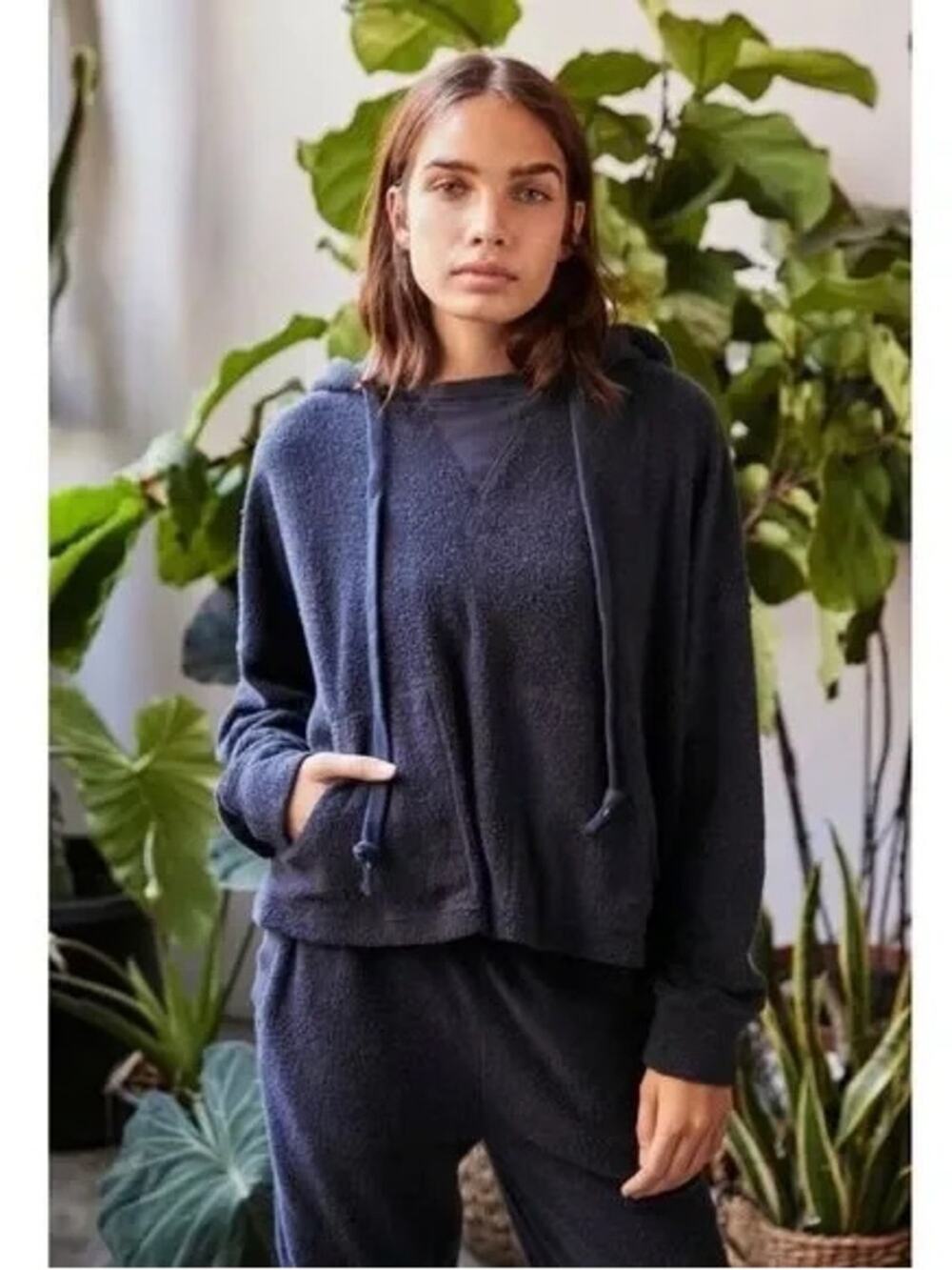 Free People Movement Radiant Terry Navy Blue Hoodie Sweatshirt Pullover Size XS